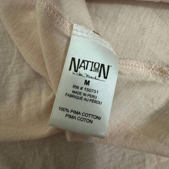 NATION LTD T-Shirt Light Pink "Lover Fighter" V-Neck SS Cotton - Picture 8 of 10